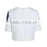 Women's Half Sleeve Thick Fabric Neck Printing Elastic White t Shirt Wholesale Clothing thumbnail-3