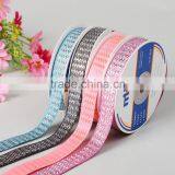 5/8 Inch Satin Ribbon Silver Chevron Design Satin Ribbon thumbnail-1