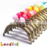 12.5cm 5 Inch Bronze Round Candy Diamond Kiss Lock Metal Handbag Frame thumbnail-1