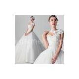 Luxurious Lace Appliques Princess Wedding Dress with one shoulder , white