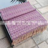 Alpaca Throw Blanket of Purple with Beige Color