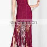 New Fashion Women Bandage Dress Mature Ladies Modest Sexy Tassel Dress thumbnail-1