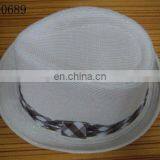 White Glitter Fedora Hat With Checked Band
