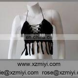 SUMMER CROCHET TOP Summer Festival Top Yoga Corset Hippie Knit Black Lace Sexy Bra Halter Top