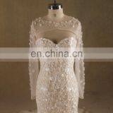 Fairy Heart Neck Mermaid Lace Handmade Flowers Wedding Dress Bottom Tulle With Jacket thumbnail-2