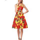 Vintage Sleeveless Printed Floral A-line Midi Dress thumbnail-3
