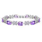 Guangzhou Kashiman jewelry Purple crystal platinum bracelet manufacturer direct copper - plated rhodium