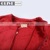 Woman's Fur Trim Cardigan With Long Sleeve Solid Flannel Pyjamas Bathrobe With Zipper thumbnail-5