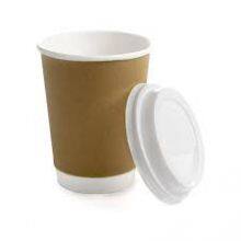 Double Wall Compostable Disposable Coffee Paper Hot Cups 12 oz With Lids thumbnail-1