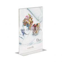 T Shape Clear Custom A4 Menu Stand Acrylic Sign Holders 8.5 x 11