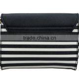 White and Black Stripe Saffiano Leather Mini Size Clutch Purse Satchels Crossbody Hand Bags for Ladies thumbnail-3
