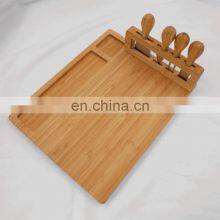 Premium Quality Bamboo Cheese Charcuterie Board Set With 4 Cutlery Set thumbnail-2