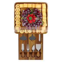 Large Thick Wood Cheese Board Plate Charcuterie Board Platter Set Serving Tray With Cutlery Set For Birthday thumbnail-2