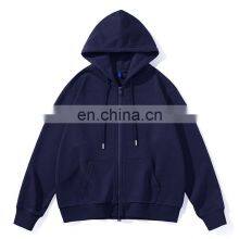 Heavyweight Men Streetwear Hoodies Full Zip High Quality Sweatshirts Custom Blank Cotton Oversized Hoodie Unisex thumbnail-4