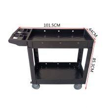 Practical Service Vehicle, 2 Shelves, 550 Pound Heavy-duty Plastic Rolling Utility Vehicle With 360 ° Rotating Wheels, Medium Lip Frame, Ergonomic Storage Handle, Suitable for Warehouse, Garage, Cleaning Office thumbnail-5