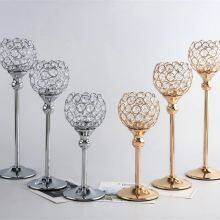 Crystal Tealight Candle Holders Metal Candlesticks Wedding Table Centerpiece Party Christmas Home Decoration