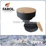 Stainless Steel Fire Pit With Wood Cover thumbnail-1