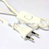 White VDE Textile Braided Power Cord With 303 Switch