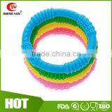 4 Funny Colorful and BPA Free Silicone Sensory Teething Baby Teether Ring Toys,Soothing Pain Relief and Drool Proof Infant Toys thumbnail-4