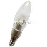 Hot Sale Good Quality Indoor Lighing Transparent Glass 3w Led E14 Candle Bulb for Home