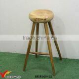 Scandinavia Wood Bar Round Antique Stool