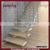 Outdoor Wooden Stairs Tempered Glass Handrail
