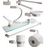 8 Piece Square Wall Kit Includes: Robe Hook, Soap Dish, Double Towel Handle, Towel Bar, Glass Shelf, Tumbler, TP Holder.. thumbnail-1