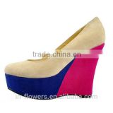 OEM ODM women fashion shoes suede leather wedge heels design wedges shoes 2016 spring
