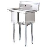 Freestanding Restaurant Kitchen 2 Two Compartment Commercial Stainless Steel Sink for US Catering thumbnail-4