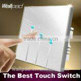 New Design Wallpad C1 White Waterproof Glass Smart Touch Screen LED Light Control Switch 110V~250V 3 Gang 1way Touch Switch thumbnail-1