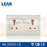 N8 Series Wall Switch 13A 2 Gang Switched Socket With Neon