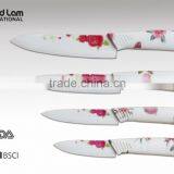 4pcs Ceramic Knife Set in Acrylic Stand With Flower Printing Stained Paper Blade and Handle Customized Design is Welcomed thumbnail-2