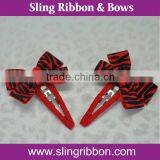 Leopard Printed Ribbon Hair Clips For Kids Wholesale thumbnail-1