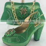 Bright Color Beautiful Stone Design High Heels Matching Bag for Woman 4 Color in Stock