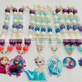 clay doll charm frozen necklace,blue elsa chunky necklace