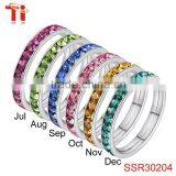 6 Pieces Birthstone Set Crystal Stainless Stell Bracelet With Rings thumbnail-2
