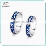 Cheap Price Vogue Silver Blue Enamel Couple Ring thumbnail-1