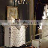 Louis XVI Style Vintage Furniture Luxury Bedroom White and Silver Color Chest of Five Drawers Cabinet thumbnail-1