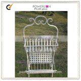 POWERLON Wrought Iron Antique White Metal Basket With Magazine Rack Outdoor Furniture thumbnail-1