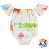 Baby Girls Summer Gift Boutique Cotton Romper Off Shoulder Romper Yellow Flower Flutter Bodysuits thumbnail-4