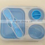 Foldable Silicone Lunch Box With Fork and Knife thumbnail-3
