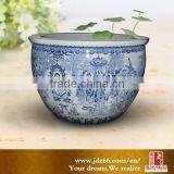 Blue and White Porcelain Hand Painted Buddha Large Round Aquarium for Decoration thumbnail-1