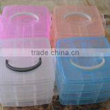 3-layer Clear Portable Tool Toys Organizer Cosmetic Adjustable Plastic Box Storage thumbnail-2