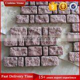 Red Colored Tumble Mesh Back Granite Cobblestone Paver Stone thumbnail-2
