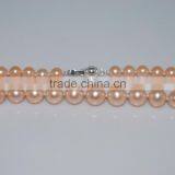 Pretty 3-4mm Pink Freshwater Pearl Necklace 925 Sterling Silver Clasp thumbnail-3
