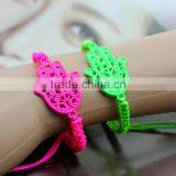 Neon Fluorescent Hamsa Hand Charm Cord Hand Braided Bracelet Friendship Bracelet for Promotion Gift thumbnail-2