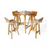 Set Of Rustic Look Teak Barstool Model Square thumbnail-3