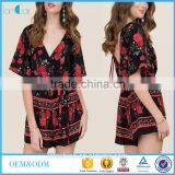 Short Sleeve Latest Fashion Customize Floal Romper Women thumbnail-1