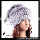CX-C-121F OEM/ODM New Design Rex Rabbit Fur Headwear Furry Winter Hat thumbnail-5