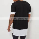 Fashion Design Men's Longline Two Tone T Shirt Elongated Panel T Shirt Hip Hop Streetwear thumbnail-4